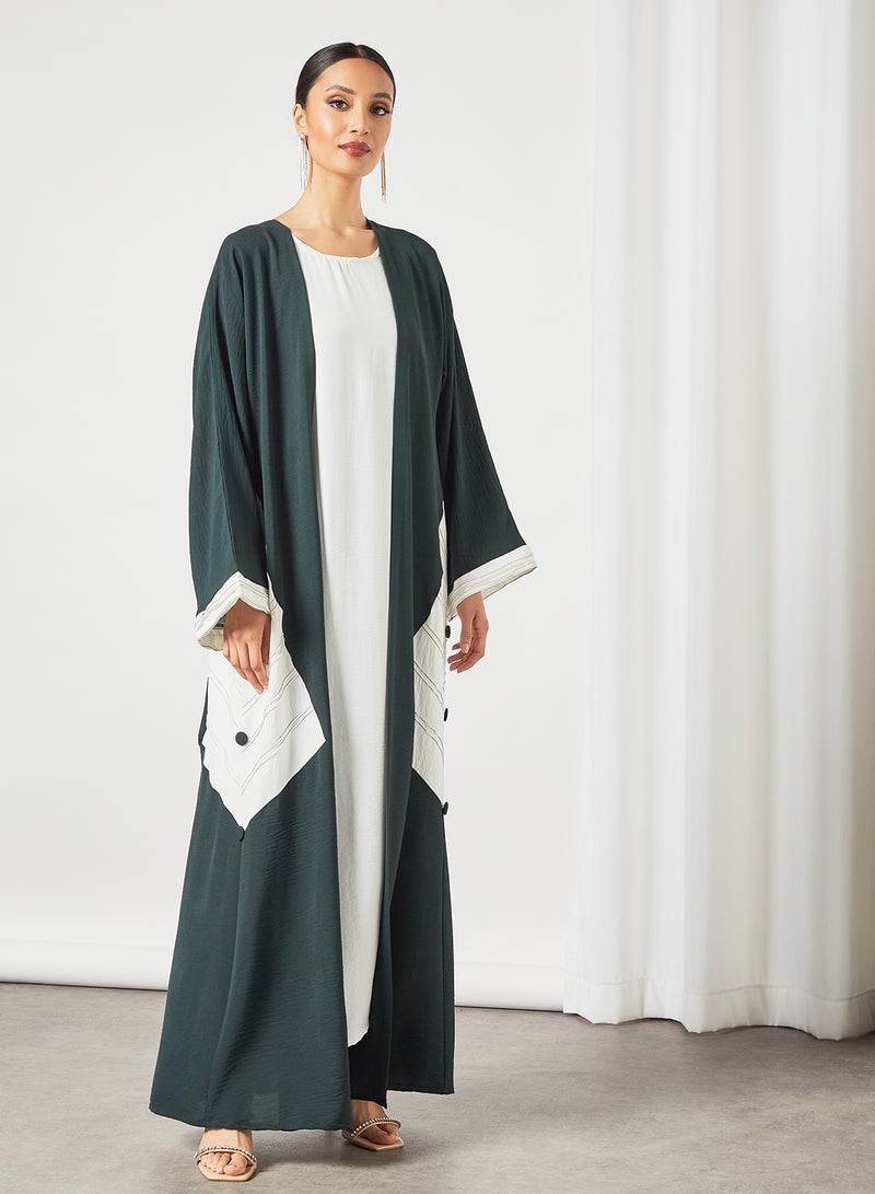Casual Stylish Abaya Green/White
