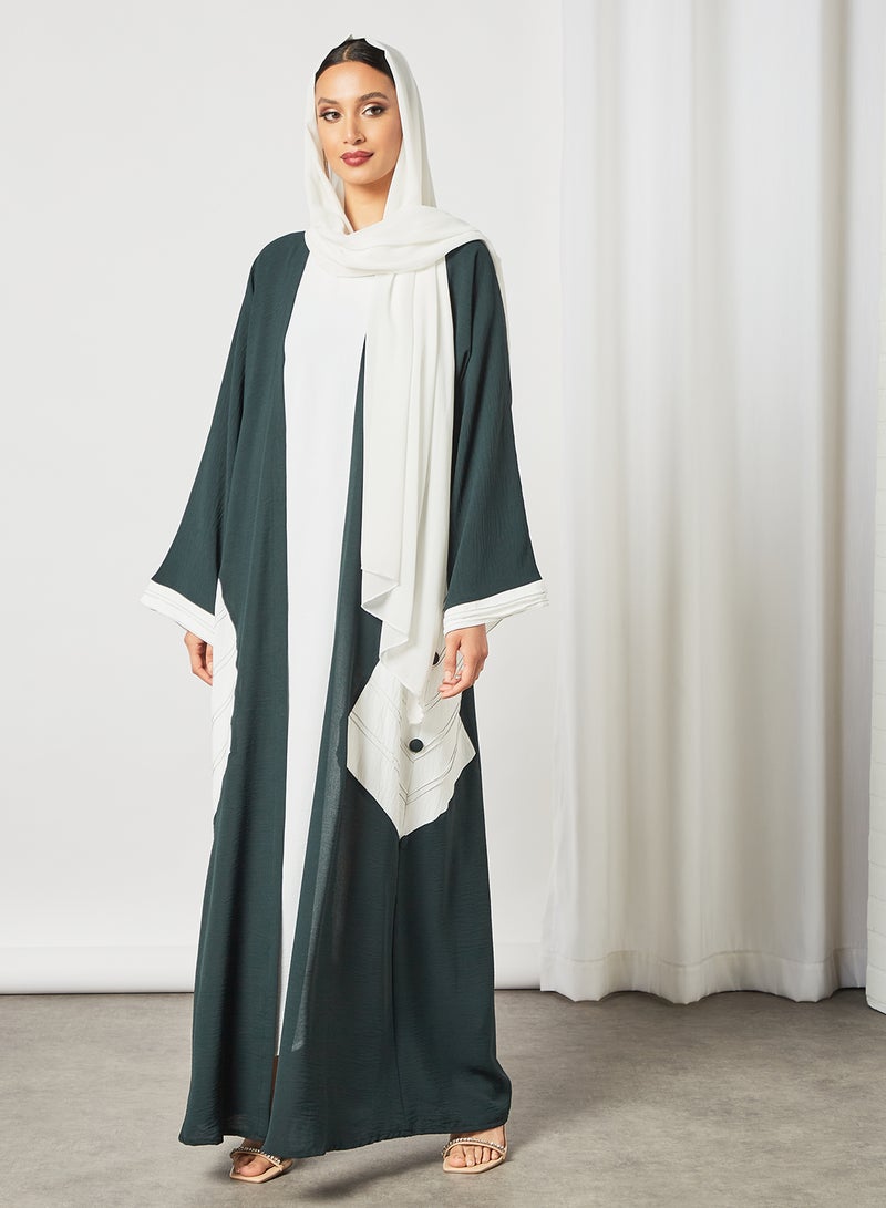 Casual Stylish Abaya Green/White