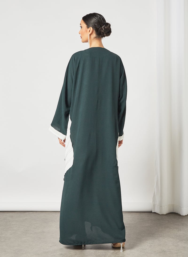Casual Stylish Abaya Green/White