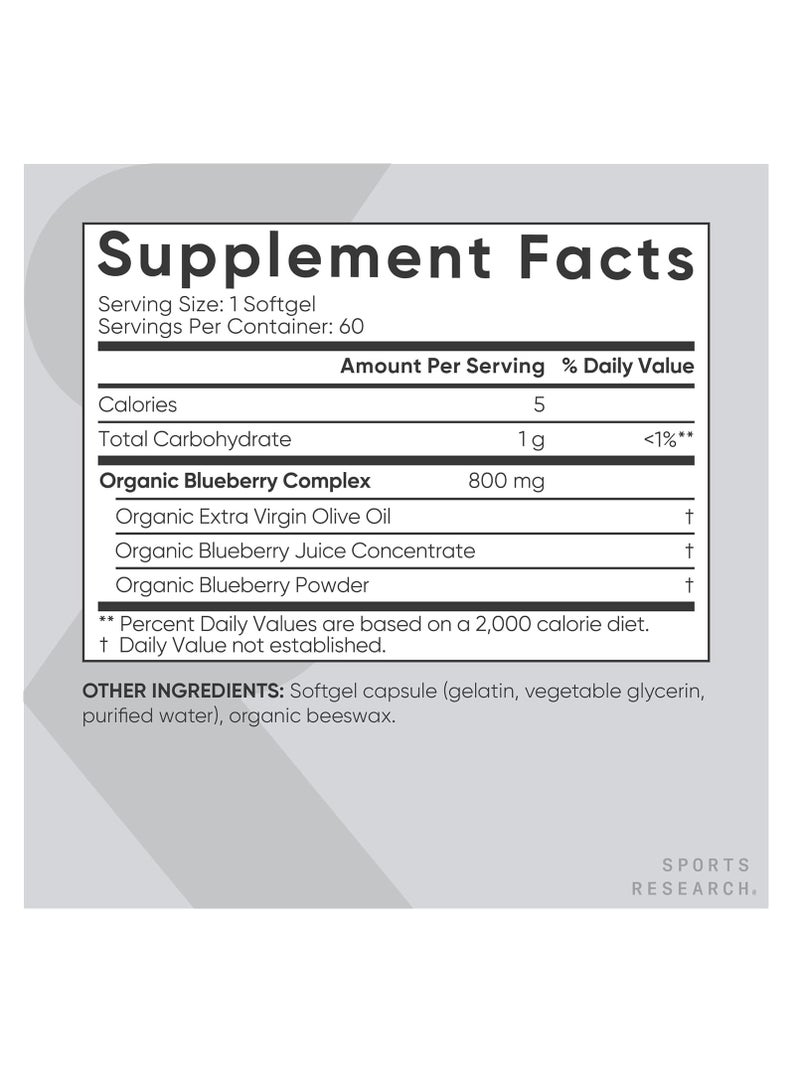 Sports Research Blueberry Concentrate Fruit Complex 800mg 60 softgels