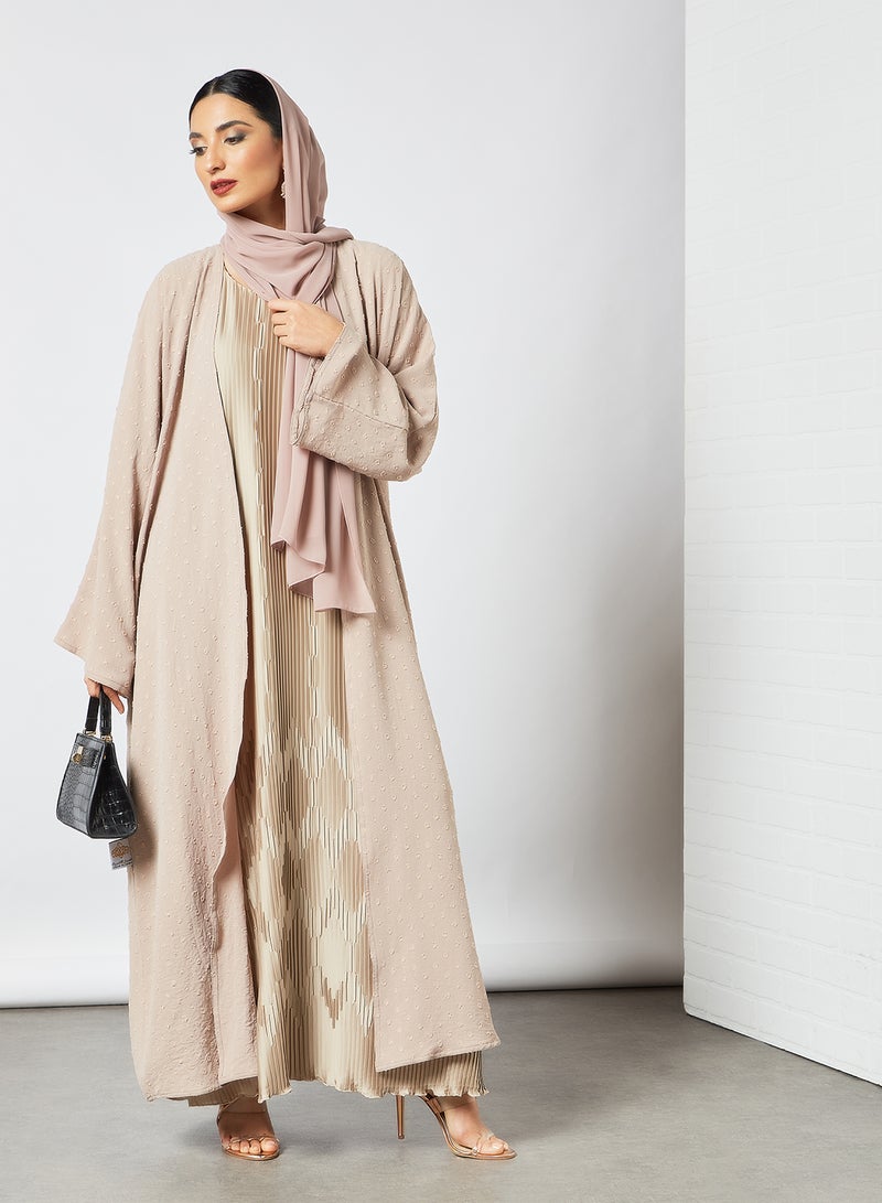 Pleated Inner Abaya Beige