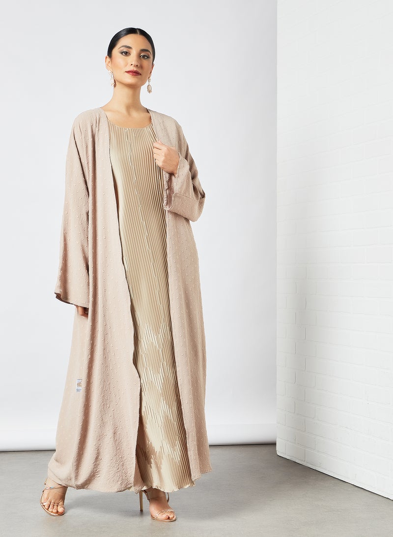 Pleated Inner Abaya Beige