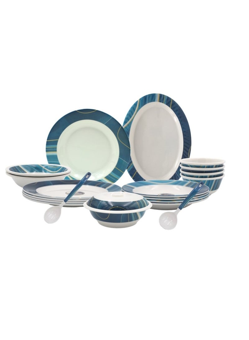 Melrich Melamine 12Pcs Dinnerware Set Dinner plate Soup plate Salad bowl Rice bowl Bowl with Lid