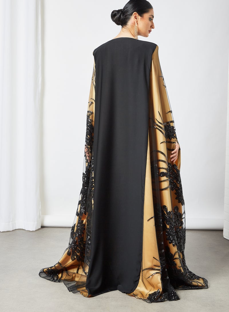 Comfortable Modest Abaya Black/Yellow