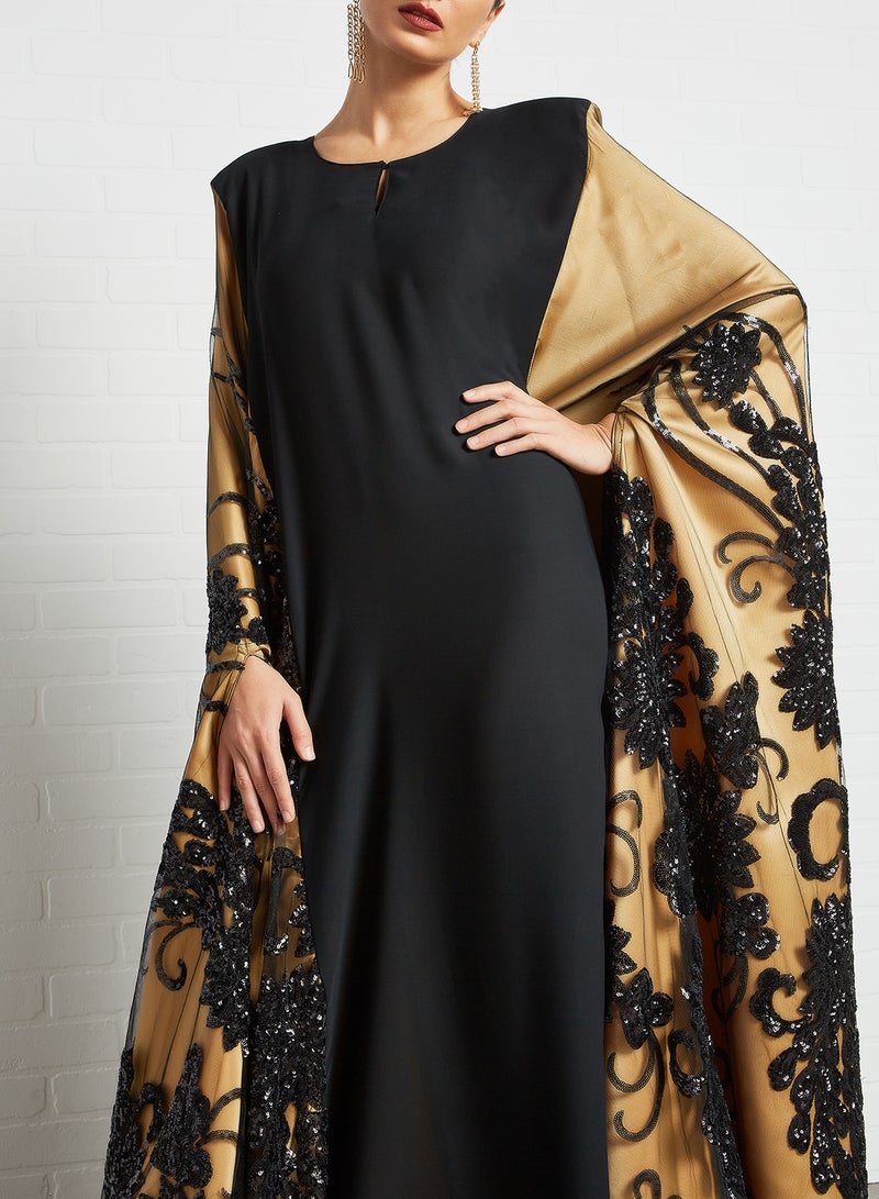 Comfortable Modest Abaya Black/Yellow