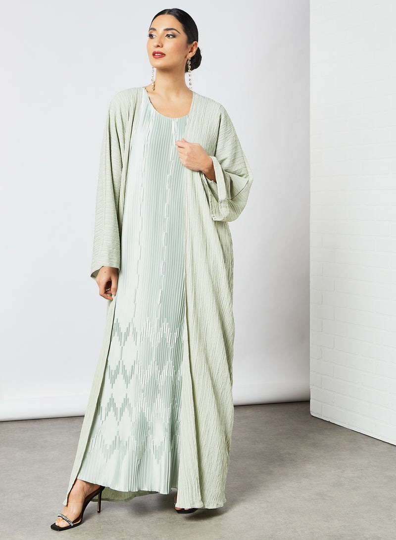 Pistachio Pleated Inner Abaya Green