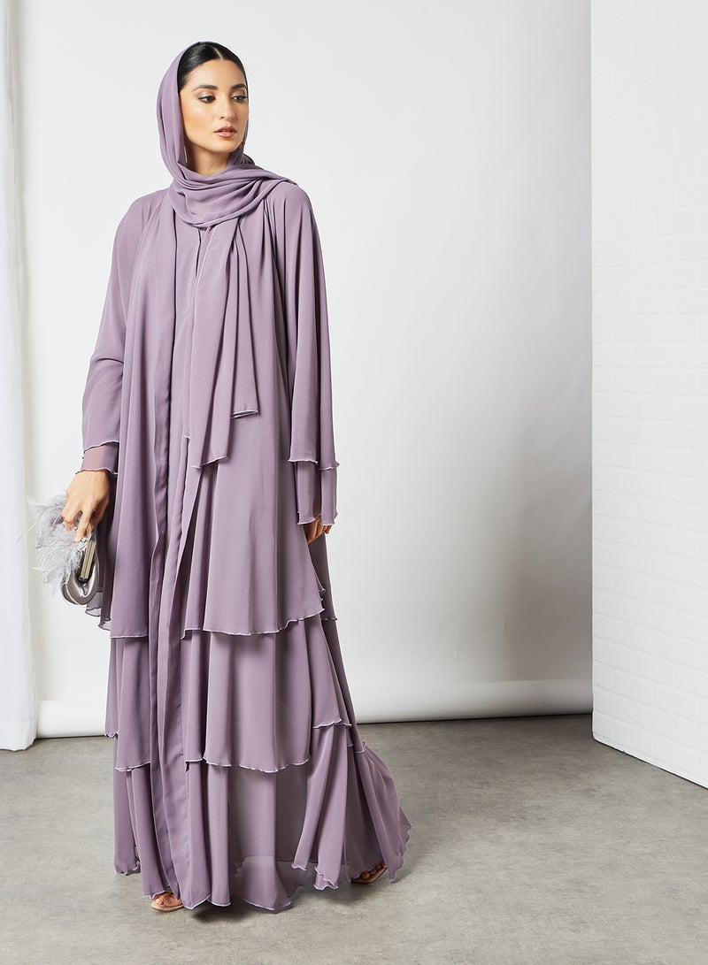 Layered Abaya Purple