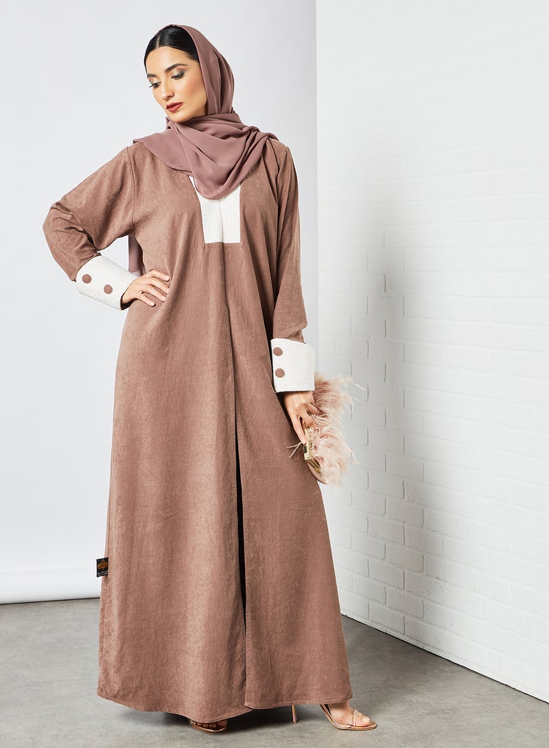Coat Collared Abaya Brown