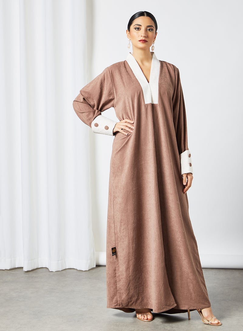 Coat Collared Abaya Brown