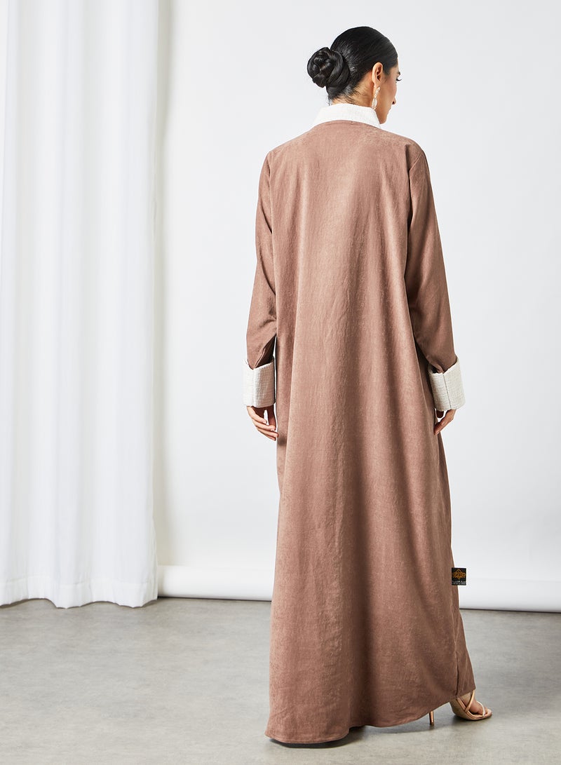 Coat Collared Abaya Brown