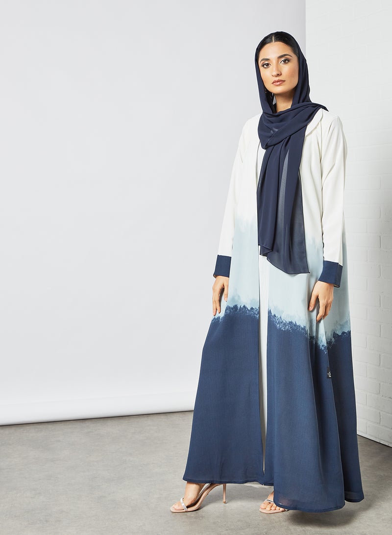Tie And Dye Bisht Abaya Blue/White