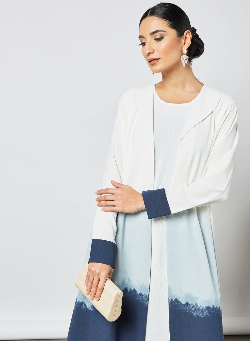 Tie And Dye Bisht Abaya Blue/White