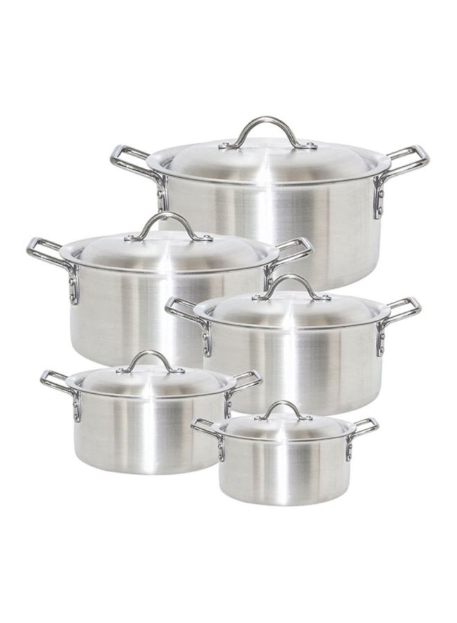 10-Piece Aluminium Cookware Set Silver 28cm