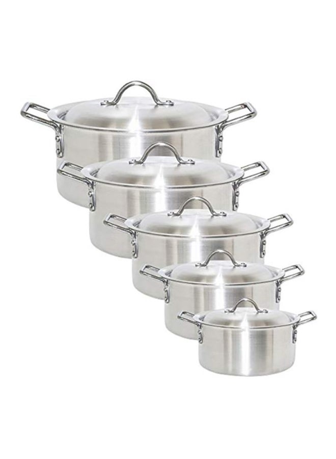 10-Piece Aluminium Cookware Set Silver 28cm