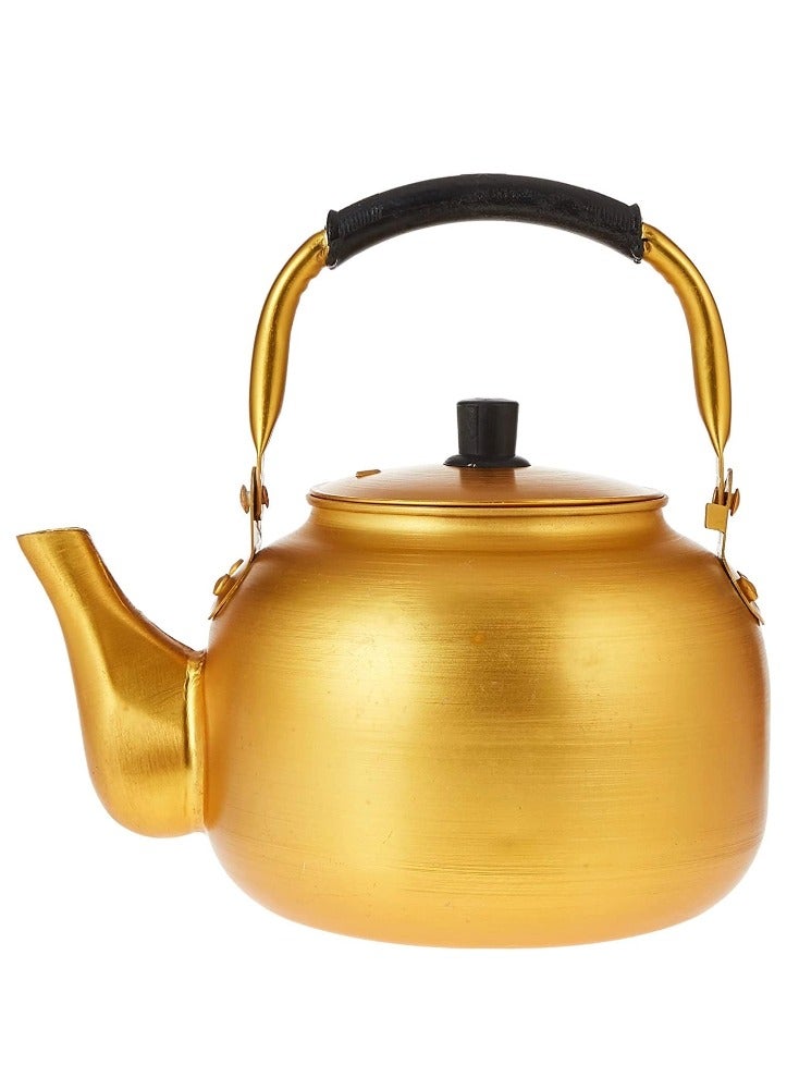 Gold Kettle 10 Litre | Stove Top Tea Kettle | Yellow Karak Kettle | Aluminium Coffee Pot Ideal for Home Office and Camping