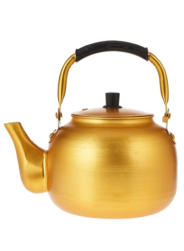 Gold Kettle 8 Litre | Stove Top Tea Kettle | Yellow Karak Kettle | Aluminium Coffee Pot Ideal for Home Office and Camping