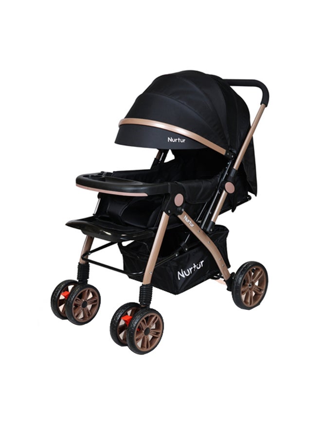 Wilder Baby Kids Travel Stroller 0 to 3 yearsStorage Basket Detachable Food Tray 5 Point Safety Harness Adjustable Backrest Reversible Handle Official Nurtur Product