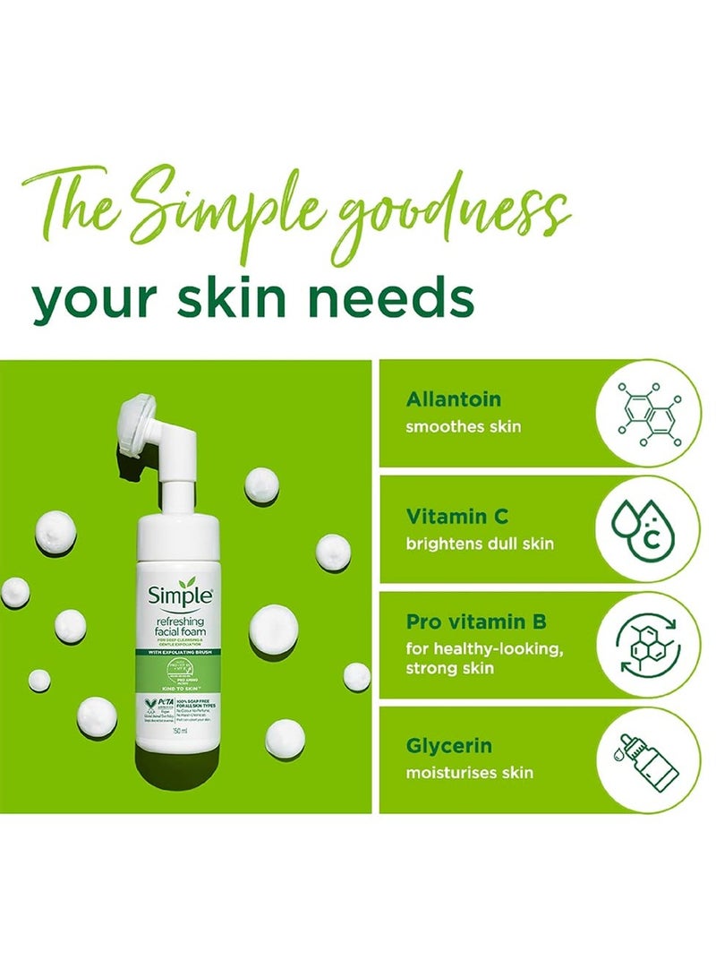 Simple Kind to Skin Refreshing Facial Foam with Brush For all Skin Types 150ml