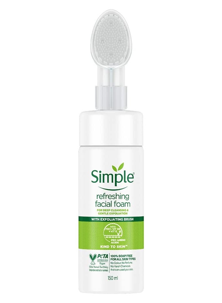 Simple Kind to Skin Refreshing Facial Foam with Brush For all Skin Types 150ml