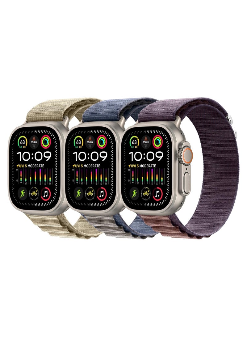 (Pack of 3) Apple Watch Alpine Loop Band 49mm/45mm/44mm Nylon Woven Sport Strap Compatible with iWatch Series Ultra2/Ultra/9/8/7/6/SE/SE2/5/4/3/2/1