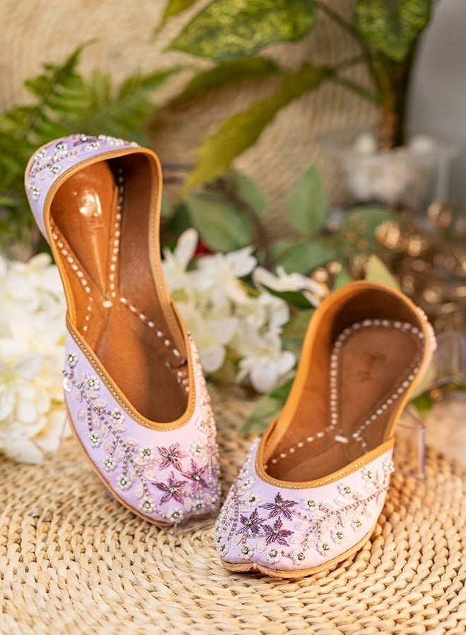 Women Purple Embellished Mojari