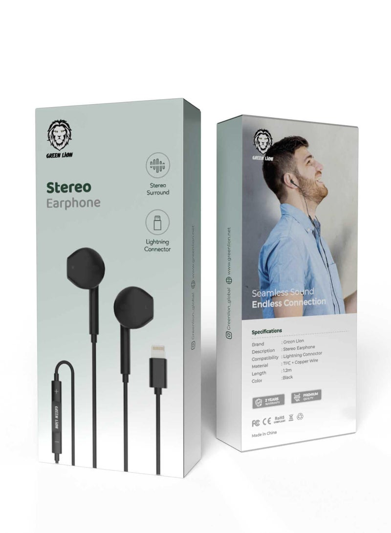 Wired Stereo Earphones with Lightning Connector - Black