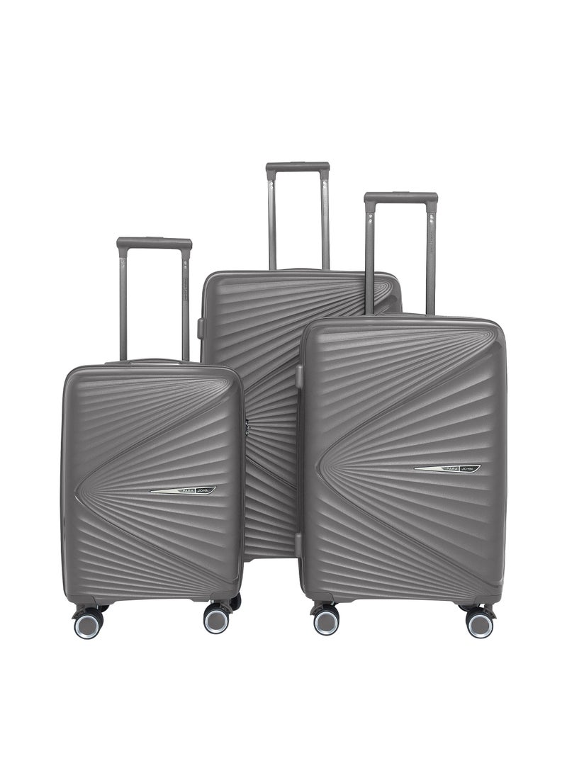 3 Piece ABS Hardside Spinner Luggage Trolley Set 20/24/28 Dark Grey
