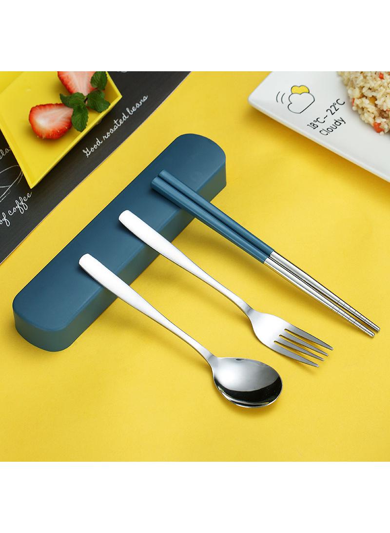 Stainless Steel Portable Tableware Box Chopsticks Spoon Fork Three-piece Set Students Children Office Workers Simple Suit