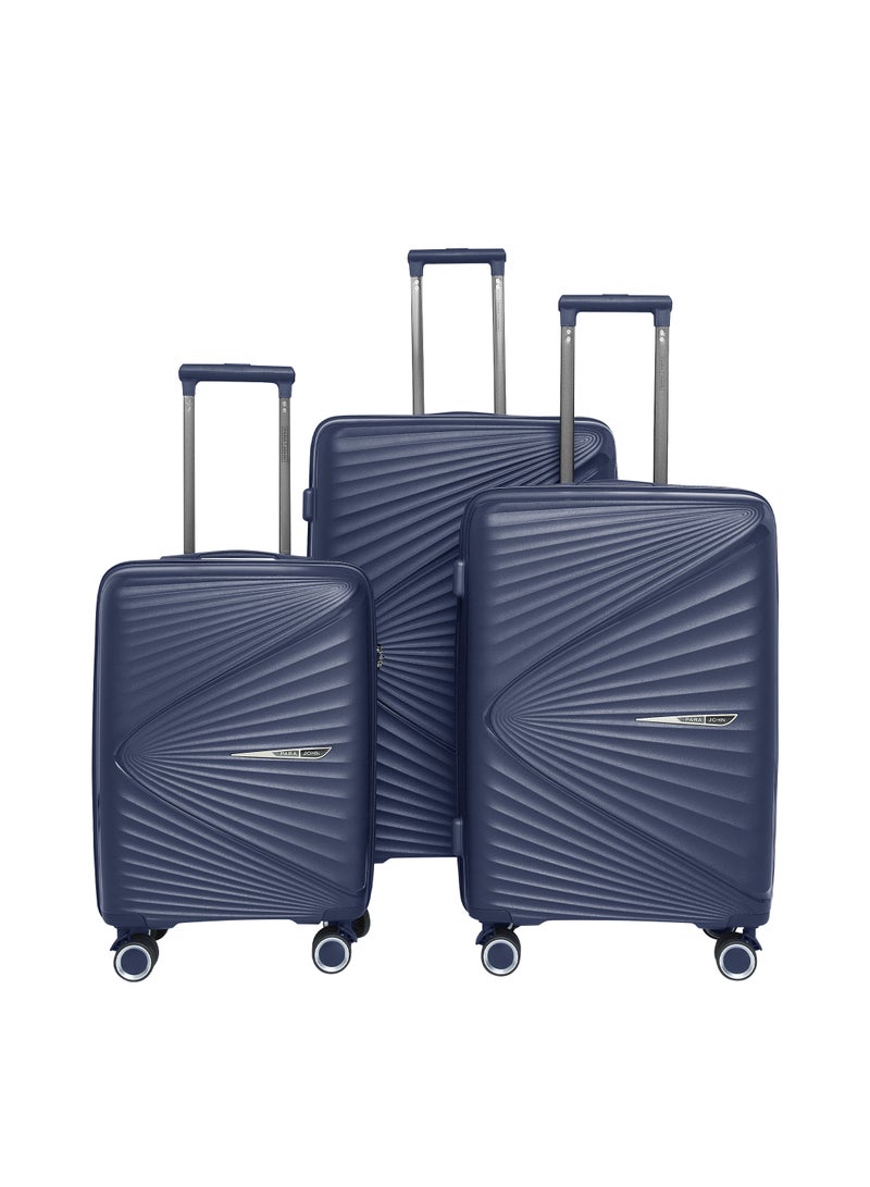3 Piece ABS Hardside Spinner Luggage Trolley Set 20/24/28 Blue
