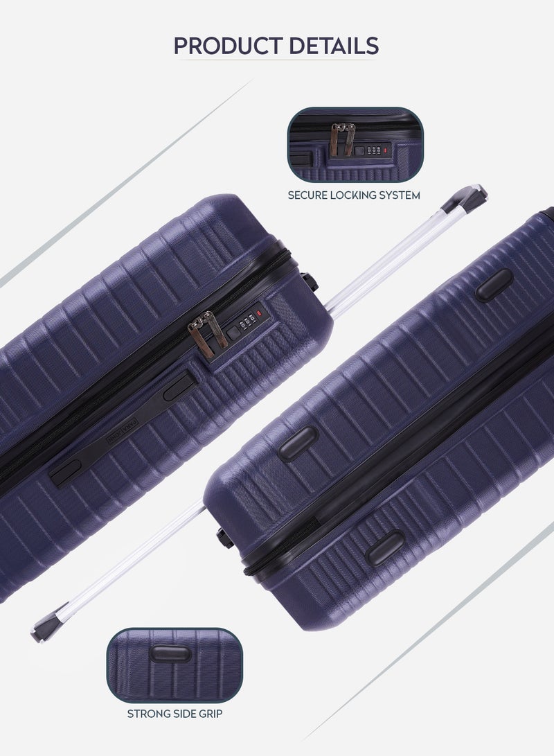 3 Piece ABS Hardside Spinner Luggage Trolley Set 20/24/28 Inch Navy
