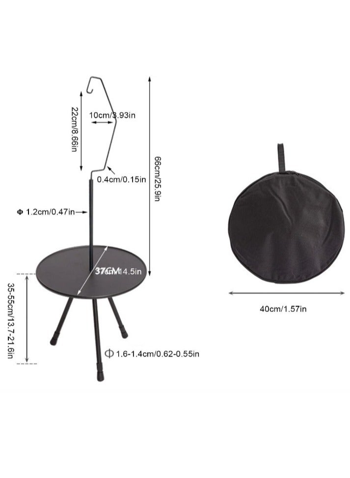 Portable camping table  Round Folding Table - Multi-Purpose Collapsible Small Camping Table,16in Camping Essentials Light Holder Triangular Table Leg Design Outdoors Adjustable Height