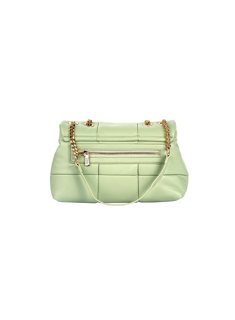 AMICA Stella Women's Soft Leather Puffer Shoulder Crossbody Handbag with Metal Chain
