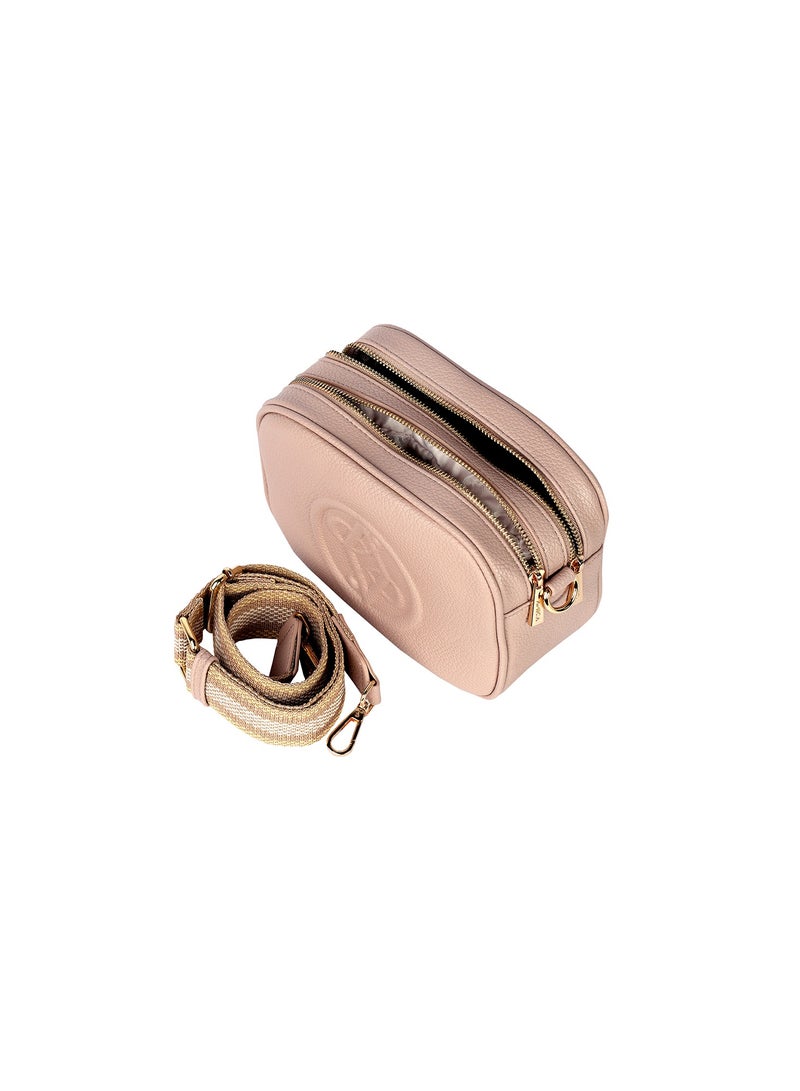 Rue Ladies Leather Women's Shoulder Crossbody Bag with Woven Strap