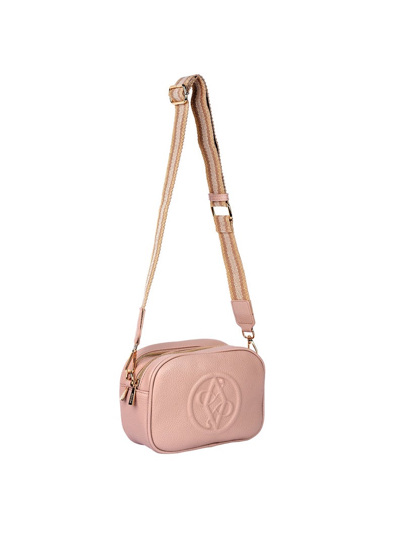 Rue Ladies Leather Women's Shoulder Crossbody Bag with Woven Strap