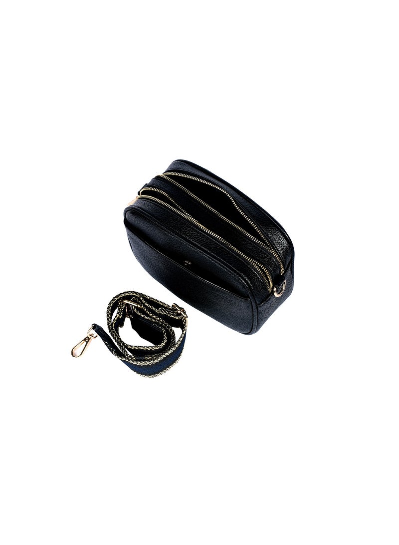 Rue Ladies Leather Women's Shoulder Crossbody Bag with Woven Strap