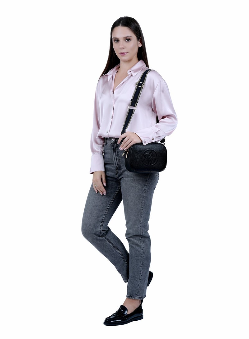 Rue Ladies Leather Women's Shoulder Crossbody Bag with Woven Strap
