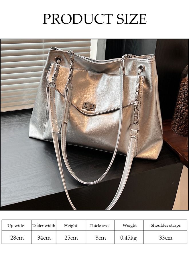 Women's Shoulder Tote Bag Faux Leather Handbag for Women Large Capacity Messenger Fashionable Travel Shoulder Bag for Ladies Girls College Students