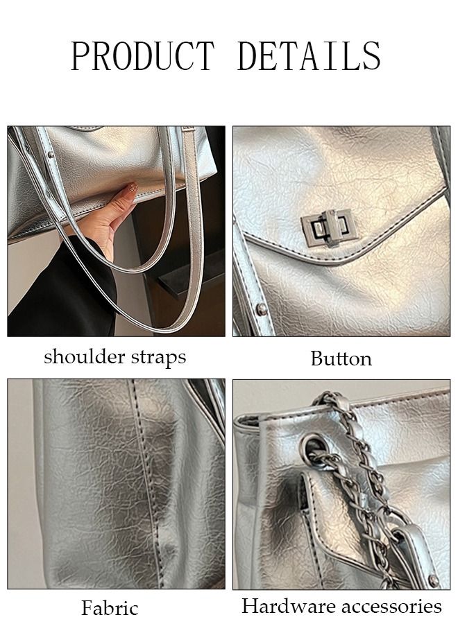 Women's Shoulder Tote Bag Faux Leather Handbag for Women Large Capacity Messenger Fashionable Travel Shoulder Bag for Ladies Girls College Students