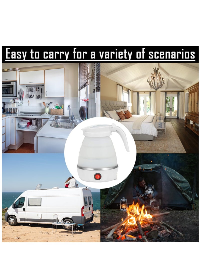 Travelling Foldable Electric Kettle 1.2L With Detachable Cord Portable Camping Teapot White