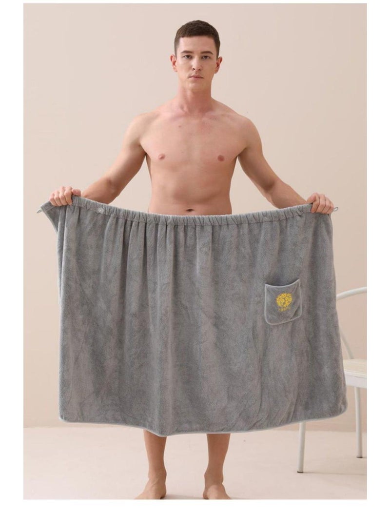 2 piece Cotton Absorbent Quick drying Extra Thick Wearable Household Men's Bath Towel Coral Fleece