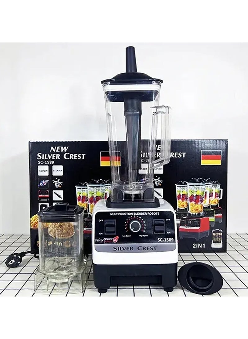 2 jars double cup SC-1589 4500W 2 in 1 high speed commercial heavy duty silver crest blender