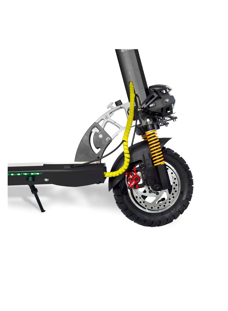 V10+ Power Full Motor 1500W Electric Scooter 55KM/Hr Speed App Controlled 48V 15AH Off-Road 10 Inch Wide Tires, Removeable Comfortable Seat, LED Base and Tail Light, Scooter Front Bag, Mobile Holder