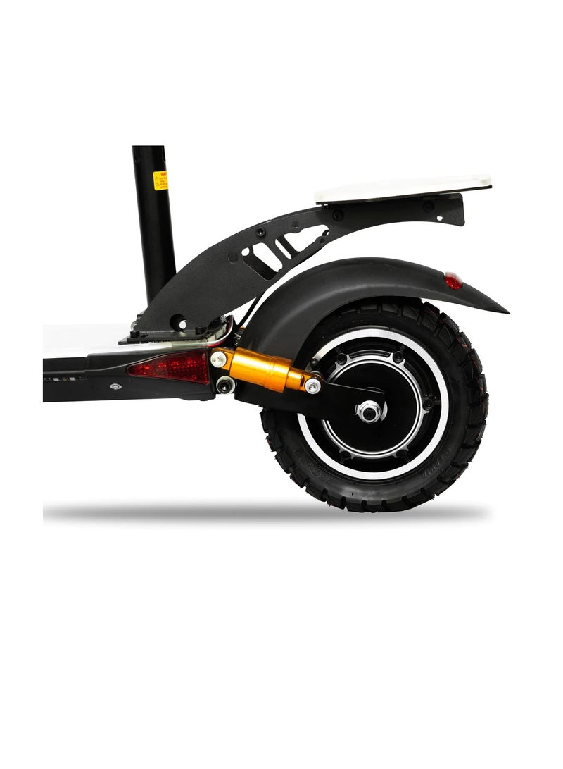 V10+ Power Full Motor 1500W Electric Scooter 55KM/Hr Speed App Controlled 48V 15AH Off-Road 10 Inch Wide Tires, Removeable Comfortable Seat, LED Base and Tail Light, Scooter Front Bag, Mobile Holder