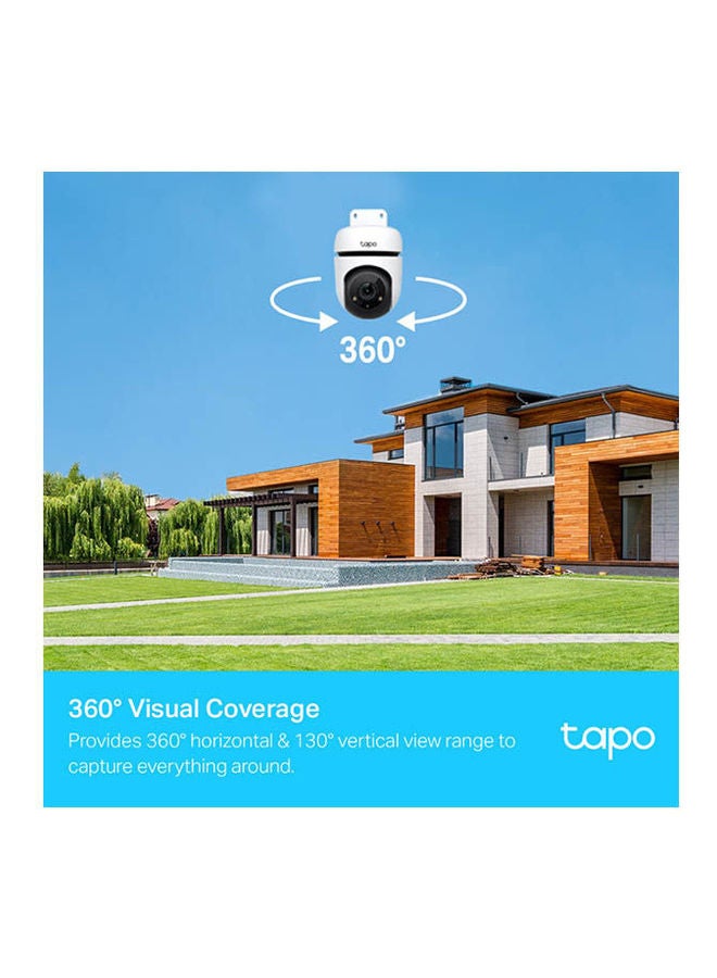 TP-Link Tapo 1080p Full HD Outdoor Pan/Tilt Security Wi-Fi Camera, 360° Motion Detection, IP65 Weatherproof, Night Vision, Cloud &SD Card Storage, Works With Alexa&Google Home (Tapo C500) White