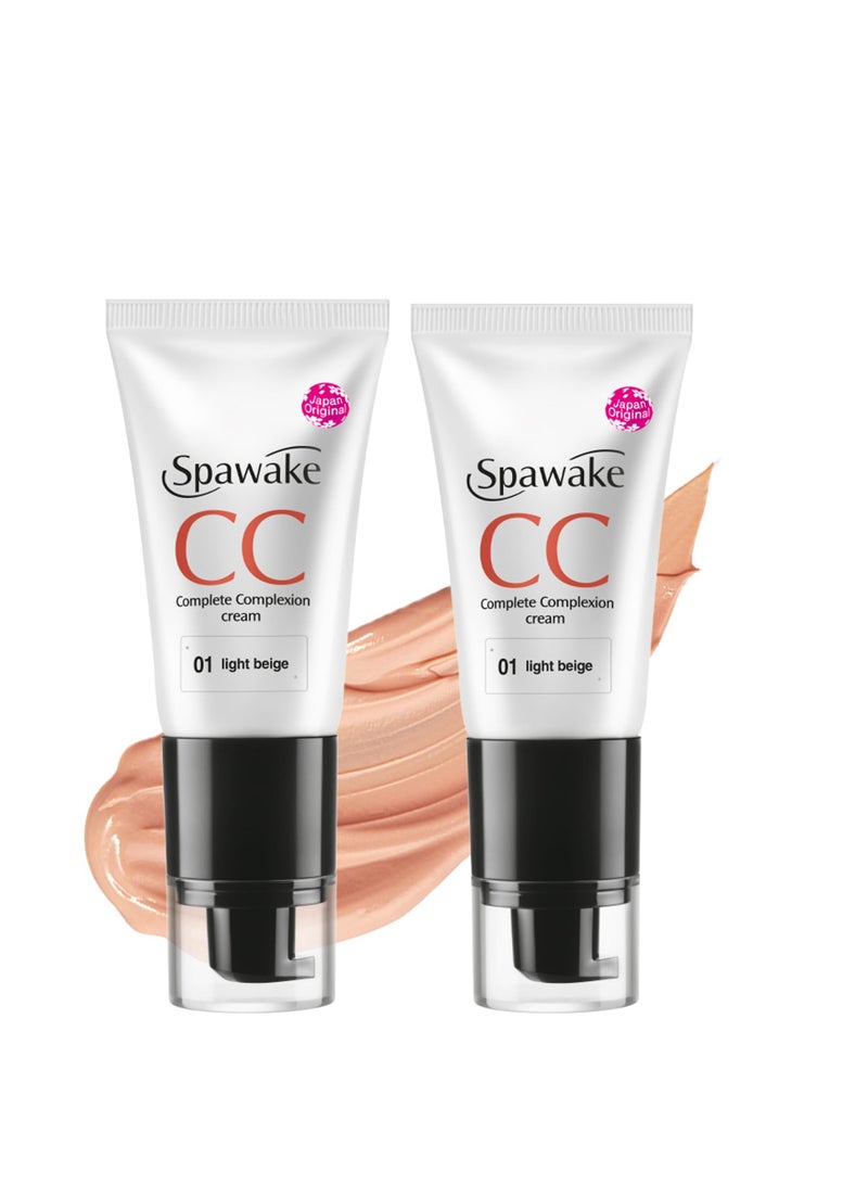 Spawake CC Cream 01 Light Beige with SPF All Skin Types 30g Pack of 2