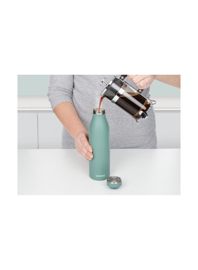 Sistema 500ML Chic Stainless-Steel Bottle, designed with double walled insulation and 100% Leak Proof to keep drinks Hot & Cool, BPA Free. Green.