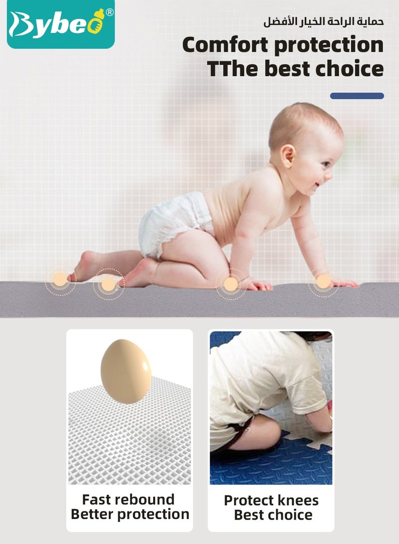 9PCS Baby Play Mat, Composable Babies Playing Pen Tummy Time Playmat & Crawling Mats, Upgraded Thickened Floor Soft EVA Mat for Infants, Babies,Toddlers, Indoor Outdoor Use,  60*60cm, 25mm