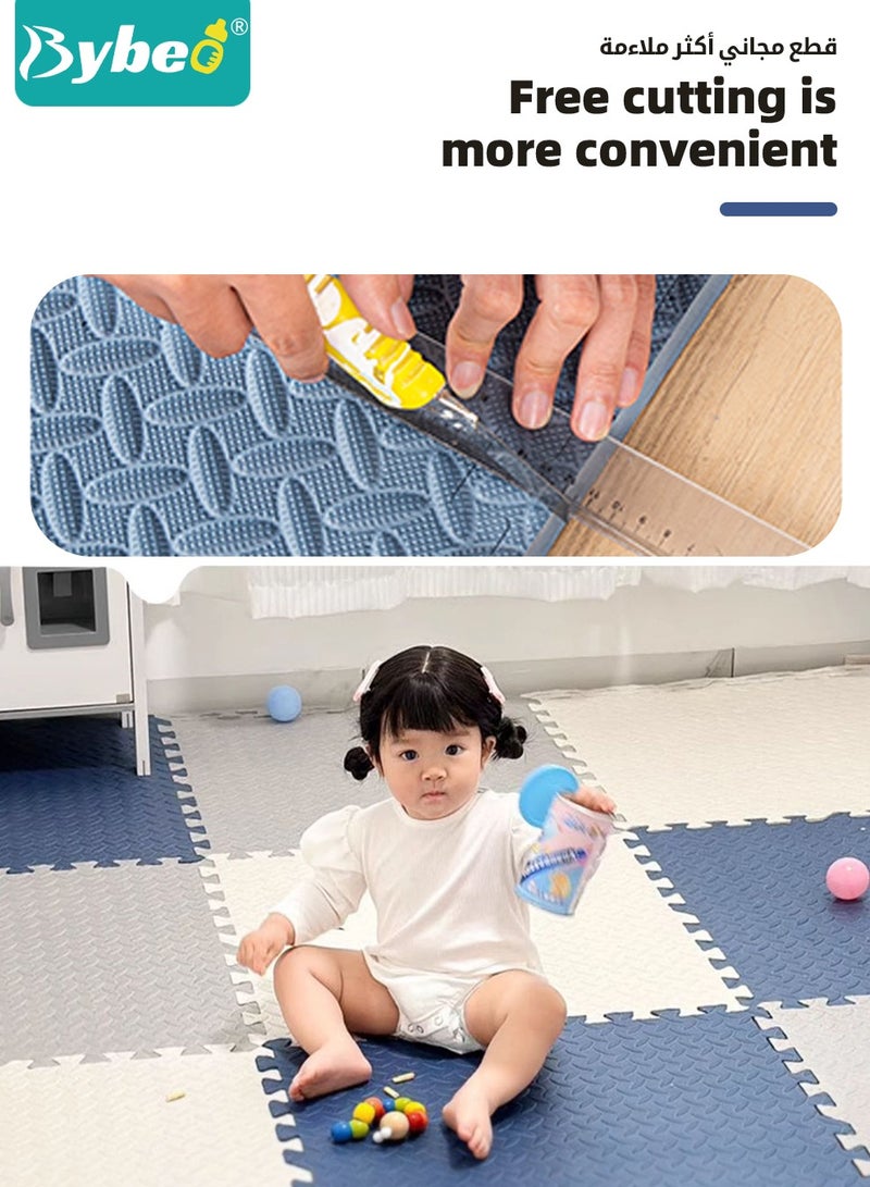 9PCS Baby Play Mat, Composable Babies Playing Pen Tummy Time Playmat & Crawling Mats, Upgraded Thickened Floor Soft EVA Mat for Infants, Babies,Toddlers, Indoor Outdoor Use,  60*60cm, 25mm
