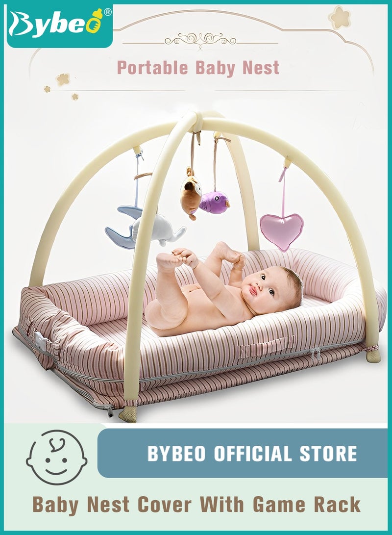 Portable Baby Lounger, Babies Nest for Newborn Sleeping, Mattress for Crib and Bassinet, with Stand for hanging toys, Can Be Used for Bedroom, Travel, Camping, Gifts for Newborns, Infants, Kids