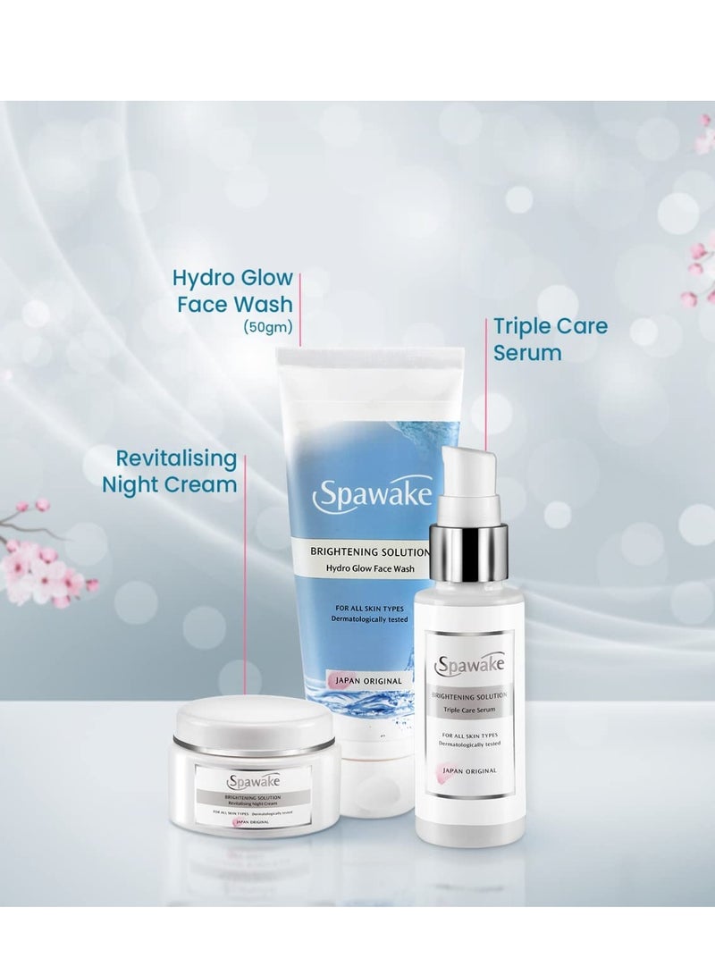 Spawake Skin Care Kit Brightening Face Wash And Face Serum And Night Cream 150G Pack of 3
